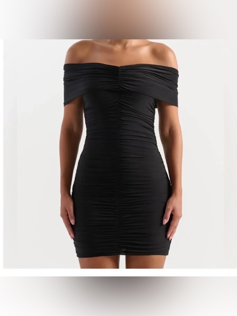 naked wardrobe Black One-Shoulder Ruched Bodycon Dress✨